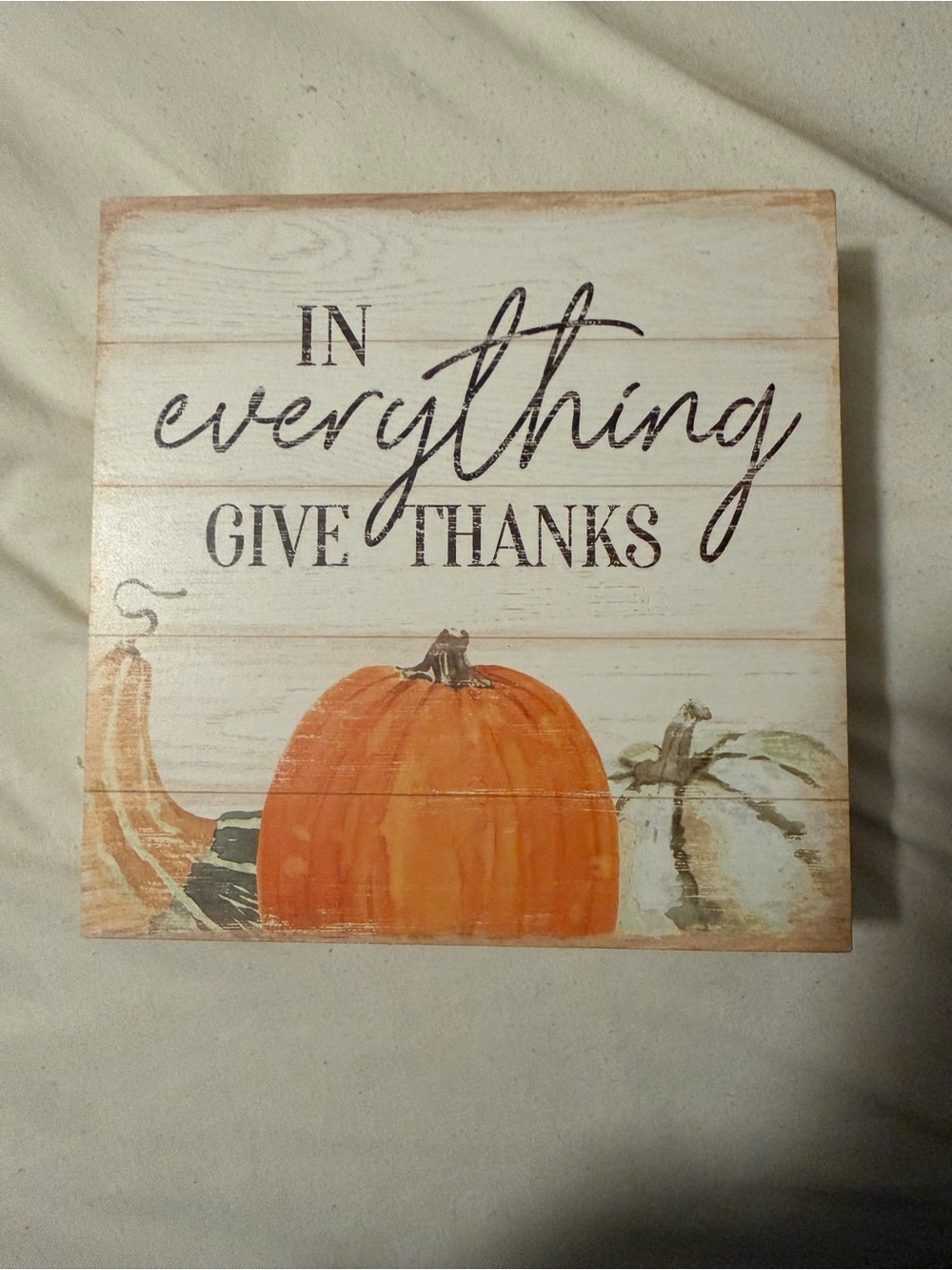 Ashland Pumpkin Give Thanks Wall Plaque - Orange & White